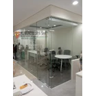 kaca partisi kantor tempered clear 10mm per M2 1
