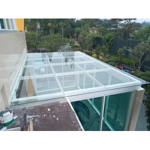 kaca kanopi tempered laminated clear 6mm+pvb 1.14+clear 6mm 