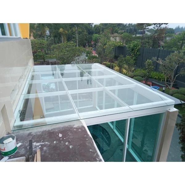 glass canopy tempered laminated clear 6mm+pvb 1.14+clear 6mm Asahimas